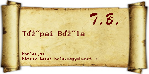 Tápai Béla névjegykártya